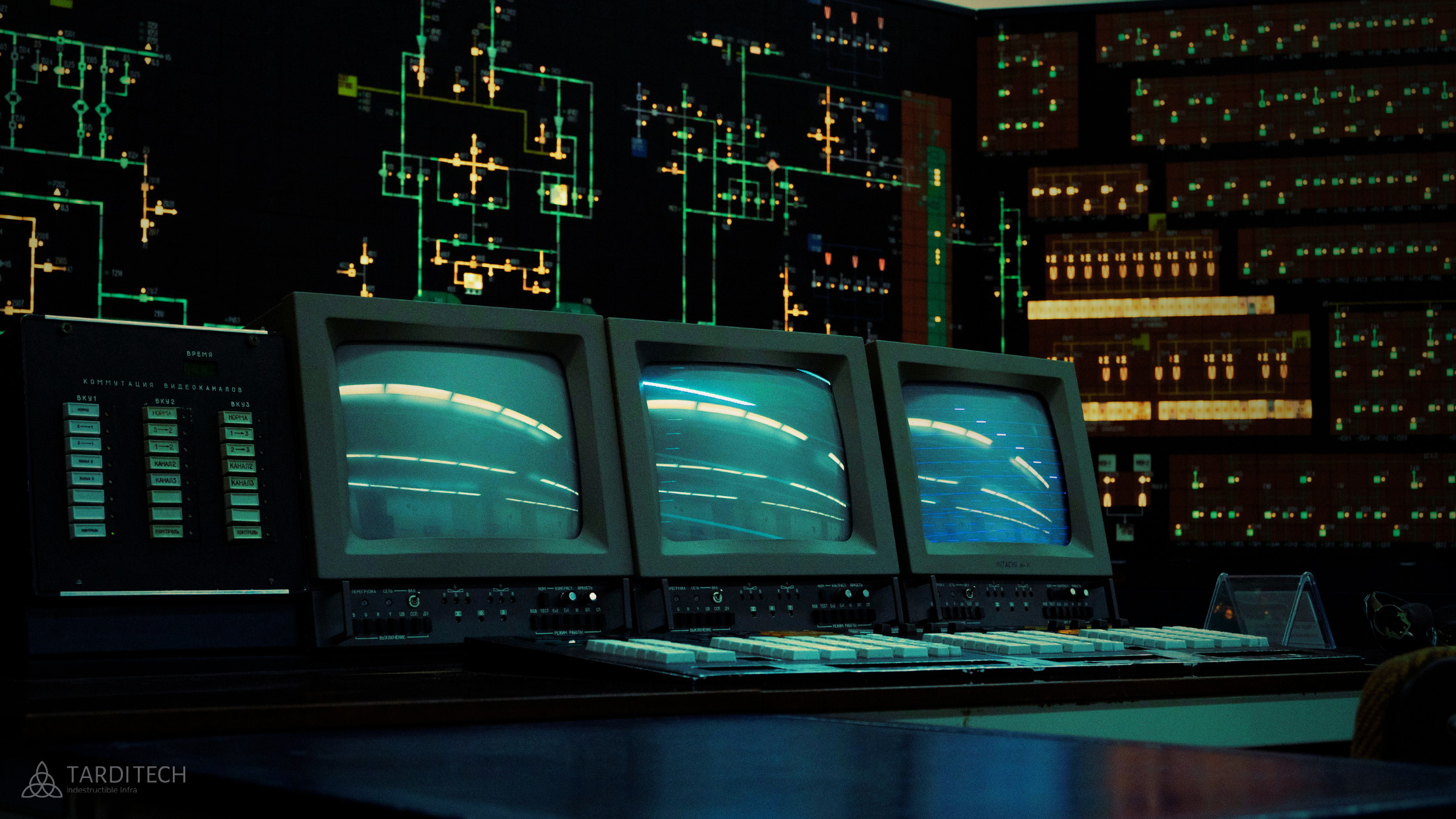 Dark control room with active monitoring screens representing cloud workload placement decisions that continue running as assumptions age.