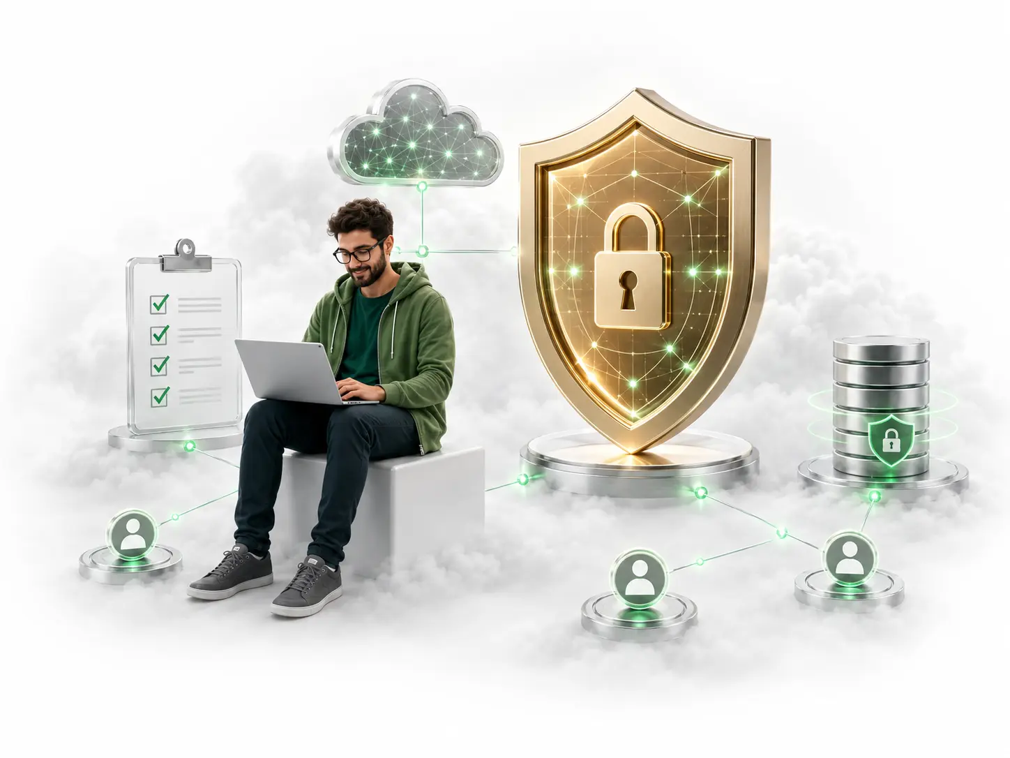 Security and compliance consultant reviewing protected cloud systems