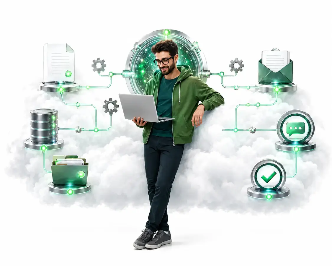 AI automation specialist managing connected business workflows