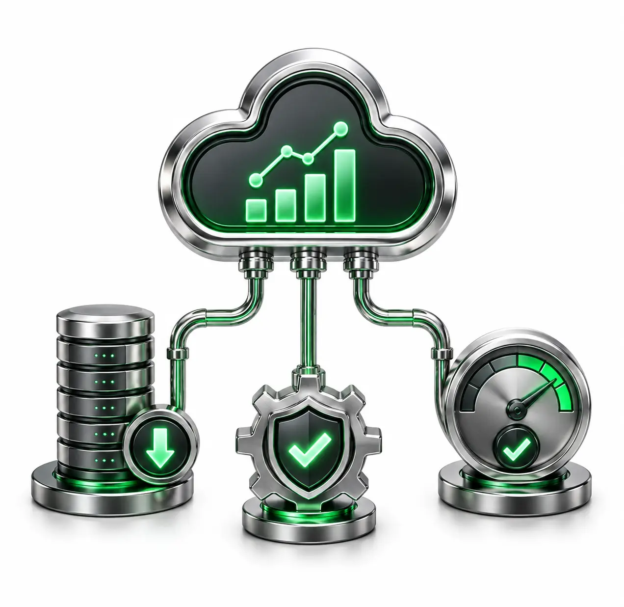 FinOps cloud cost optimisation icon with cloud analytics, cost control and performance monitoring